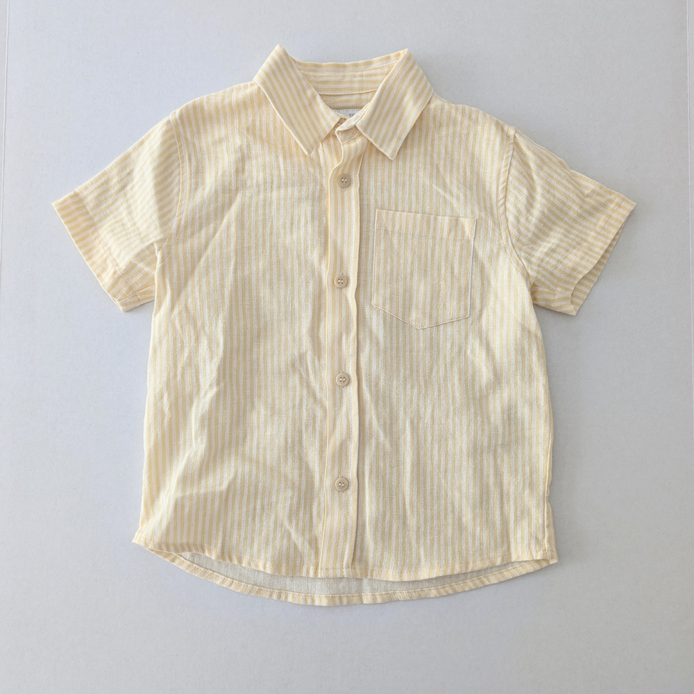 Zara Boys Striped Yellow Dress Shirt Size 4-5